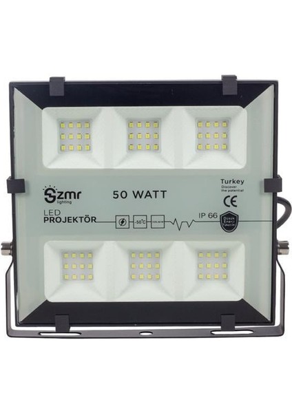 50 Watt 6500K 220 Volt IP66 Beyaz LED Projektör