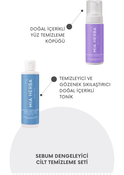 Doğal İçerikli Cilt Temizleme Seti Gözenek Sıkılaştırıcı Siyah Nokta Sivilce Karşıtı 2×150 ml fiyatları