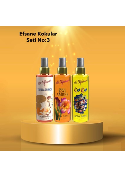 Efsane Kokular Seti No:3 - Vanilya & Amber & Coco Body Mist 3 x 200 ml