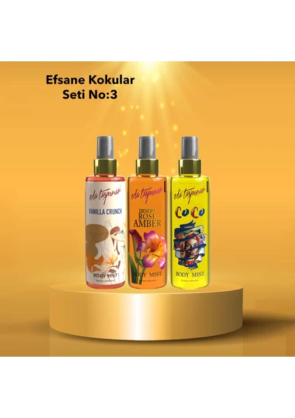 Eda Taşpınar Efsane Kokular Seti No:3 - Vanilya & Amber & Coco Body Mist 3 x 200 ml