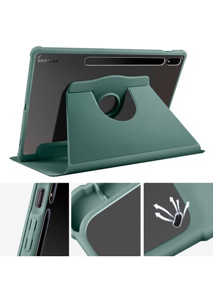 Samsung Galaxy Tab S7 Fe /s8 Plus/s7 Plus Kılıf Kalem Bölmeli 360 Dönebilen Kapak Case