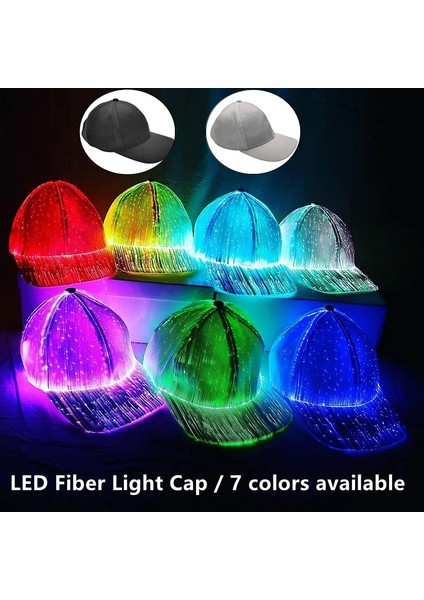 Unisex Fiber Optik 7 Renk ile LED Spor Gece Parti Şapka