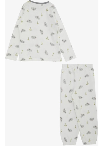 Kız Bebek Pijama Takımı Sevimli Koala Desenli 9 Ay-3 Yaş, Ekru