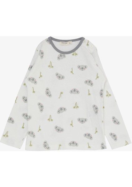 Kız Bebek Pijama Takımı Sevimli Koala Desenli 9 Ay-3 Yaş, Ekru