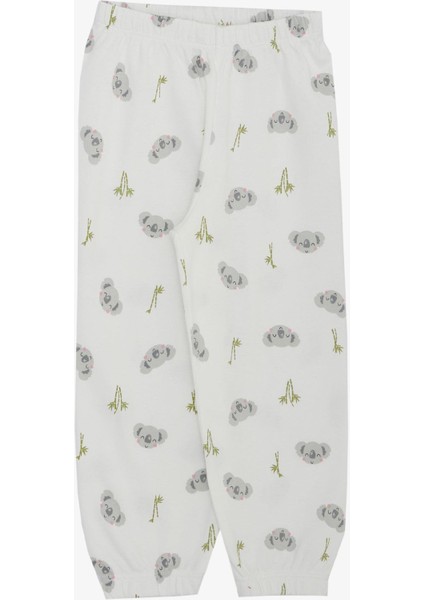Kız Bebek Pijama Takımı Sevimli Koala Desenli 9 Ay-3 Yaş, Ekru