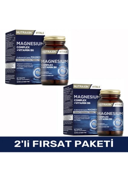 Magnezyum Complex 60 Tablet 125 Mg - Bisiglinat - Taurat - Malat - Sitrat - B6 8680512632108 X2