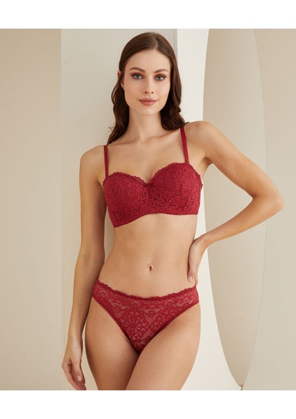 Intive Lingerie Desteksiz Balenli Dantelli Cuplı Lotus Günlük Sütyen Takım -4817