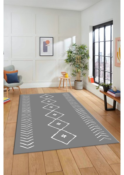 Iskandinav Dijital Yıkanabilir Kaymaz Salon Halısı Mutfak Halısı Yolluk, Iskandinav-02-Gri,