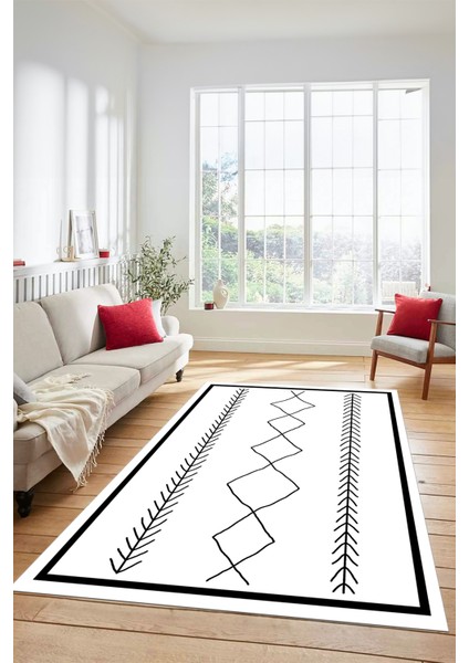 Modern Dijital Baskı Yıkanabilir Kaymaz Salon Halısı Mutfak Halısı Yolluk, Iskandinav-01-Beyaz, modelleri