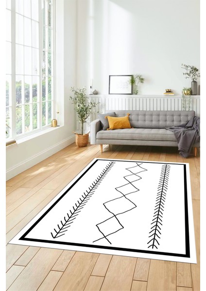 Modern Dijital Baskı Yıkanabilir Kaymaz Salon Halısı Mutfak Halısı Yolluk, Iskandinav-01-Beyaz, indirimleri