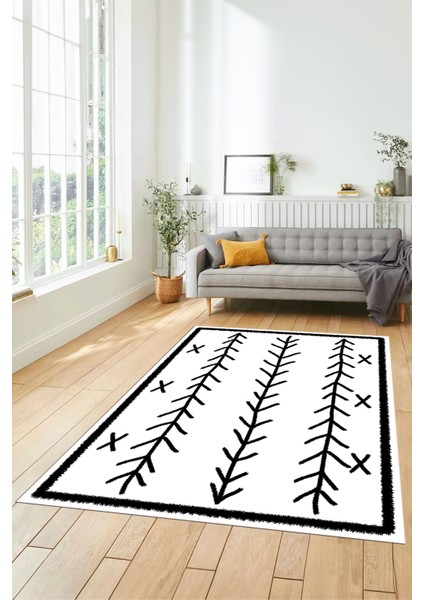 Dijital Kaymaz Yıkanabilir Modern Iskandinav Desen Mutfak Yolluk Salon Halısı, Iskandinav-07-Beyaz, modelleri