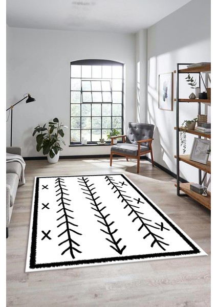 Dijital Kaymaz Yıkanabilir Modern Iskandinav Desen Mutfak Yolluk Salon Halısı, Iskandinav-07-Beyaz, indirimleri