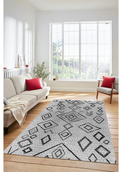 Dijital Kaymaz Yıkanabilir Iskandinav Desen Mutfak Yolluk Salon Halısı, Iskandinav-29-Gri, fırsatları