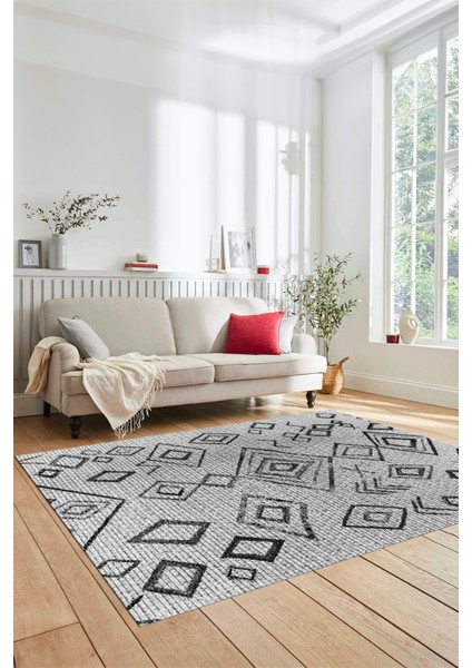 Dijital Kaymaz Yıkanabilir Iskandinav Desen Mutfak Yolluk Salon Halısı, Iskandinav-29-Gri, indirimleri