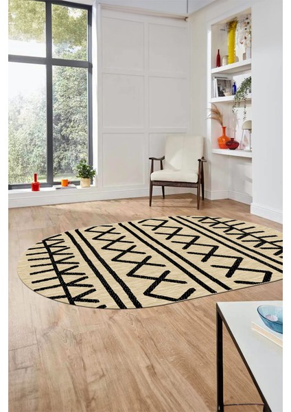 Dijital Kaymaz Yıkanabilir Iskandinav Desen Oval Mutfak Yolluk Salon Halısı, O-Iskandinav-28-Bej, fiyatları