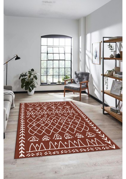 Iskandinav Desen Dijital Kaymaz Yıkanabilir Mutfak Koridor Salon Halısı, Iskandinav-19-Kahve, fiyatları