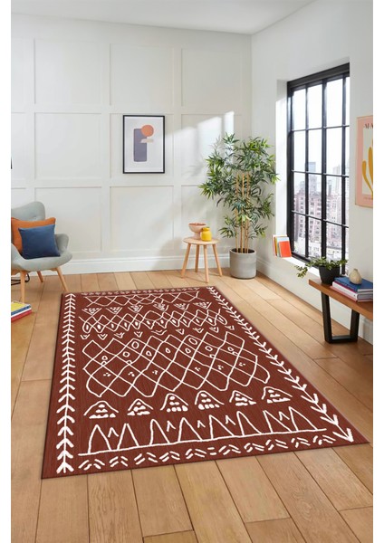 Iskandinav Desen Dijital Kaymaz Yıkanabilir Mutfak Koridor Salon Halısı, Iskandinav-19-Kahve, fırsatları