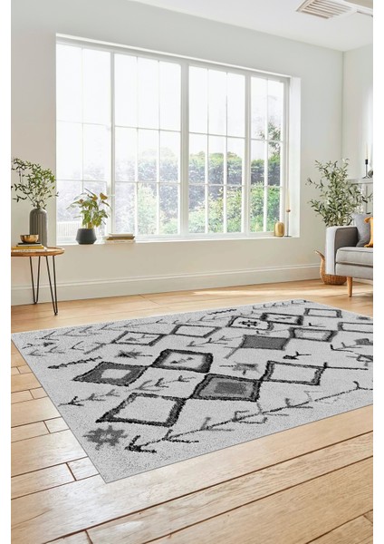 Zarif Iskandinav Desen Dijital Kaymaz Yıkanabilir Yolluk Mutfak Salon Halısı, Iskandinav-14-Gri, modelleri