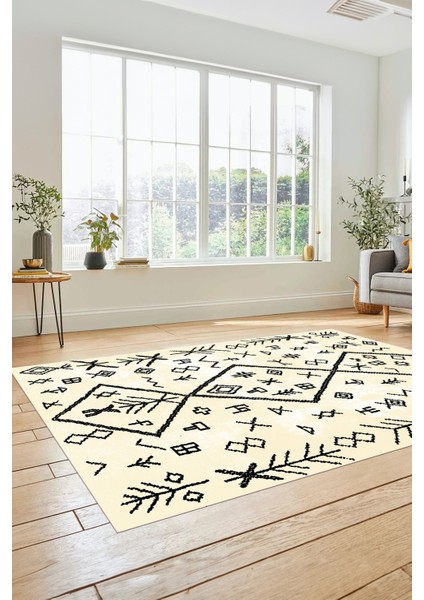 Iskandinav Şık Tasarım Dijital Kaymaz Yıkanabilir Yolluk Mutfak Salon Halısı, Iskandinav-16-Krem, fiyatları