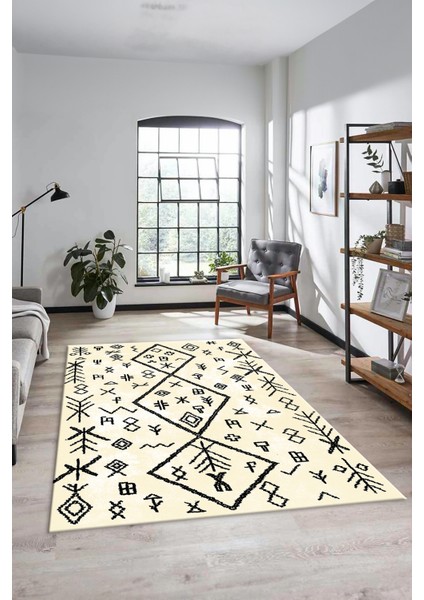 Iskandinav Şık Tasarım Dijital Kaymaz Yıkanabilir Yolluk Mutfak Salon Halısı, Iskandinav-16-Krem, modelleri