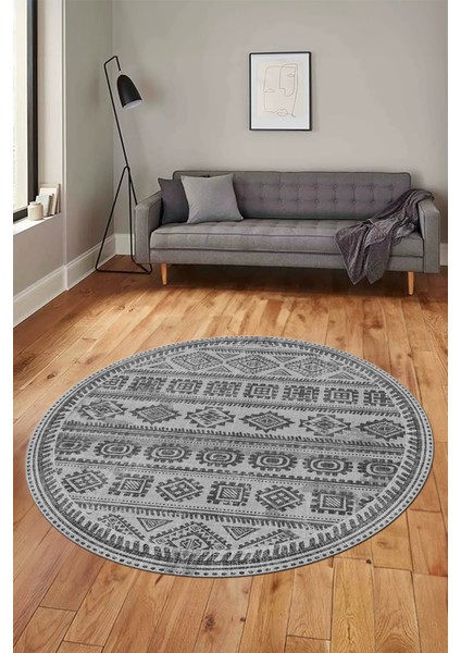 Iskandinav Desenli Kaymaz Yıkanabilir Yuvarlak Mutfak Salon Halısı, Y-Iskandinav-23-Gri, fiyatları