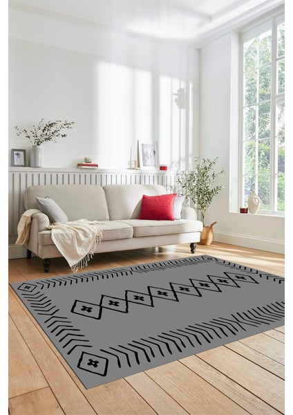 Dijital Kaymaz Yıkanabilir Iskandinav Mutfak Yolluk Salon Halısı, Iskandinav-03-Gri,