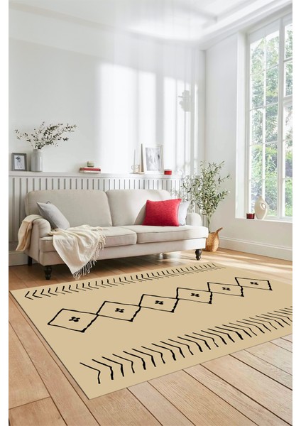 Iskandinav Dijital Yıkanabilir Kaymaz Salon Halısı Mutfak Halısı Yolluk, Iskandinav-02-Krem, fırsatları