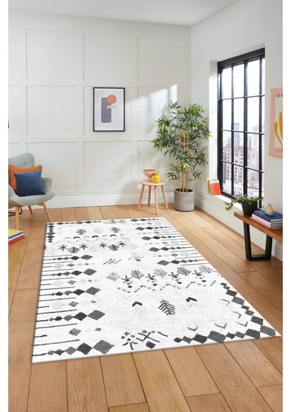 Iskandinav Desen Modern Kaymaz Yıkanabilir Yolluk Mutfak Salon Halısı, Iskandinav-24-Beyaz, modelleri
