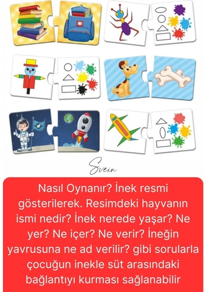 2'li Süper Avantajlı Eğitici Öğretici Eşleştirme Oyunu Puzzle Yapboz Kutulu Görsel Algı Motor Beceri