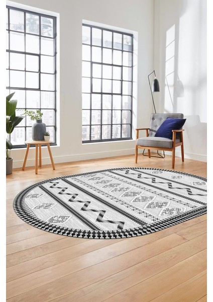 Dijital Kaymaz Yıkanabilir Iskandinav Desen Oval Mutfak Yolluk Salon Halısı, O-Iskandinav-27-Gri, fırsatları