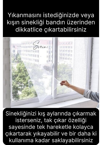 5 Adet Pratik Cam Pencere Kapı Uyumlu Çift Kanat Yırtılmaz Dayanıklı Kendinden Yapışkanlı Sineklik