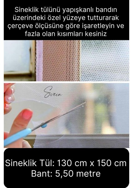 5 Adet Pratik Cam Pencere Kapı Uyumlu Çift Kanat Yırtılmaz Dayanıklı Kendinden Yapışkanlı Sineklik