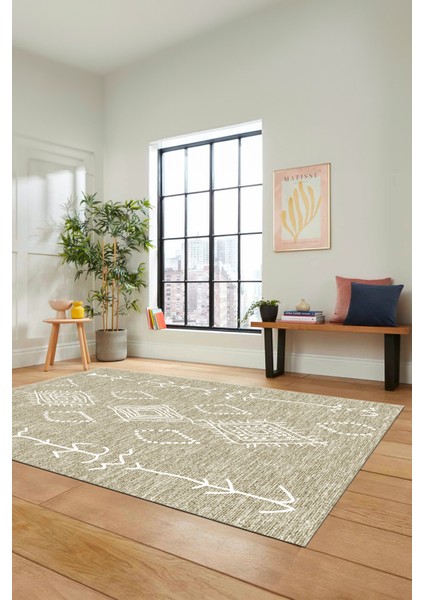 Dijital Kaymaz Yıkanabilir Şık Iskandinav Mutfak Yolluk Salon Halısı, Iskandinav-26-Krem, fırsatları