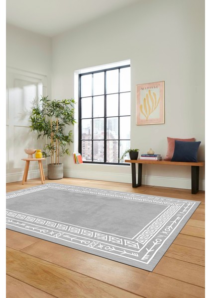 Dijital Kaymaz Yıkanabilir Iskandinav Desenli Mutfak Yolluk Salon Halısı, Iskandinav-30-Gri, modelleri