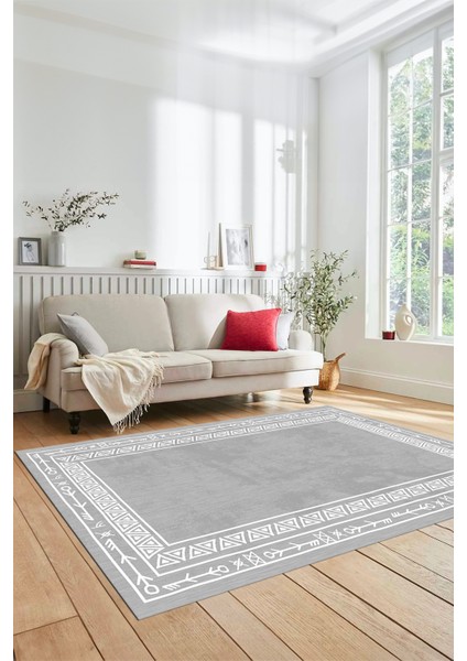 Dijital Kaymaz Yıkanabilir Iskandinav Desenli Mutfak Yolluk Salon Halısı, Iskandinav-30-Gri, indirimleri