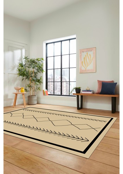 Modern Dijital Baskı Yıkanabilir Kaymaz Salon Halısı Mutfak Halısı Yolluk, Iskandinav-01-Krem, fiyatları