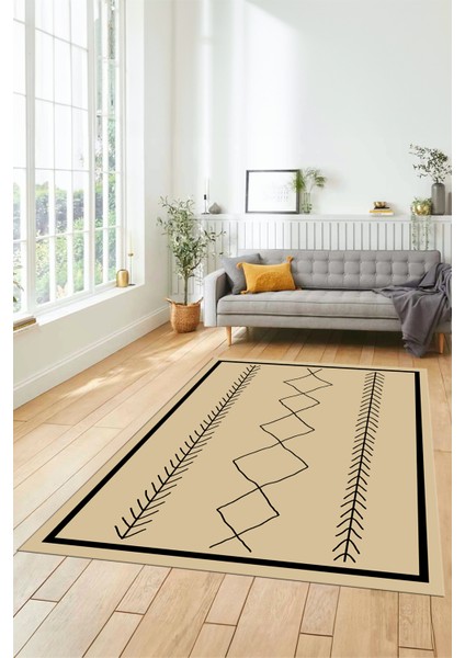 Modern Dijital Baskı Yıkanabilir Kaymaz Salon Halısı Mutfak Halısı Yolluk, Iskandinav-01-Krem, indirimleri