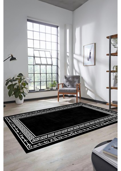 Dijital Kaymaz Yıkanabilir Iskandinav Desenli Mutfak Yolluk Salon Halısı, Iskandinav-30-Antrasit,