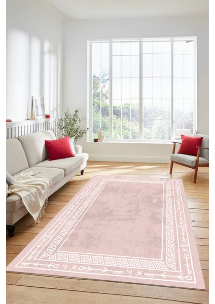 Dijital Kaymaz Yıkanabilir Iskandinav Desenli Mutfak Yolluk Salon Halısı, Iskandinav-30-Pembe, fırsatları