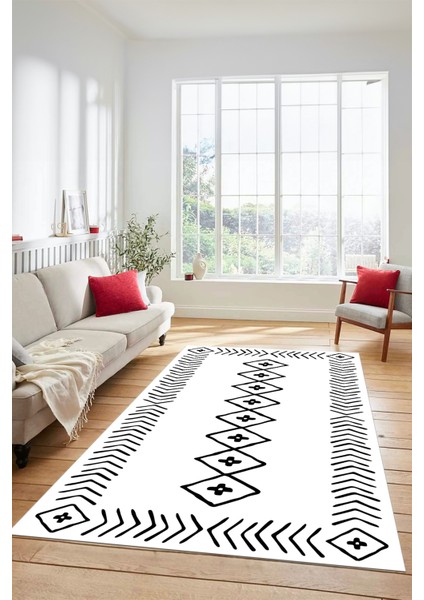 Dijital Kaymaz Yıkanabilir Iskandinav Mutfak Yolluk Salon Halısı, Iskandinav-03-Beyaz, modelleri