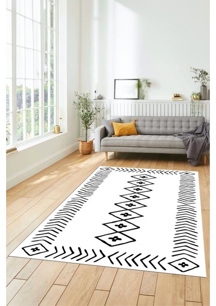 Dijital Kaymaz Yıkanabilir Iskandinav Mutfak Yolluk Salon Halısı, Iskandinav-03-Beyaz, indirimleri