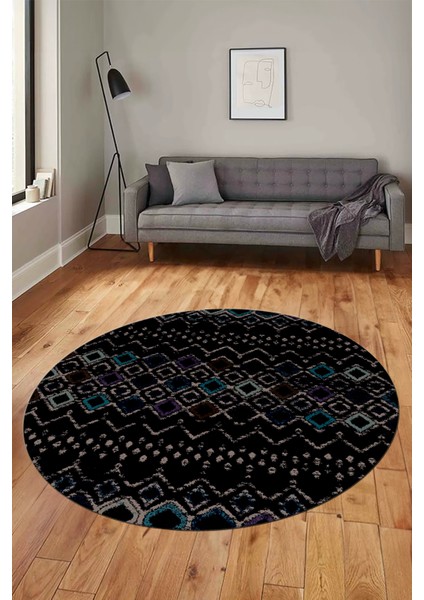 Iskandinav Desenli Kaymaz Taban Yıkanabilir Yuvarlak Mutfak Salon Halısı, Y-Iskandinav-22-Antrasit, modelleri