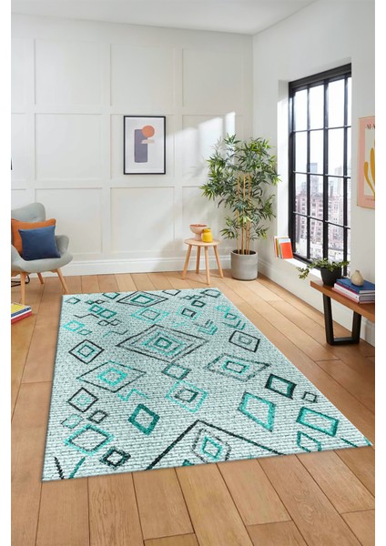 Dijital Kaymaz Yıkanabilir Iskandinav Desen Mutfak Yolluk Salon Halısı, Iskandinav-29-Mavi, fiyatları
