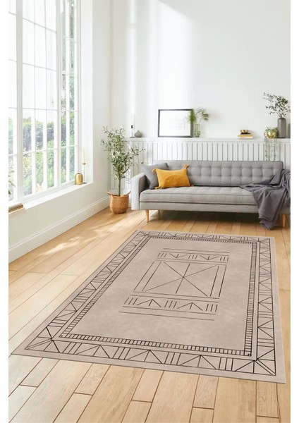 Dijital Ince Kaymaz Yıkanabilir Iskandinav Desen Mutfak Yolluk Salon Halısı, Iskandinav-09-Bej, modelleri