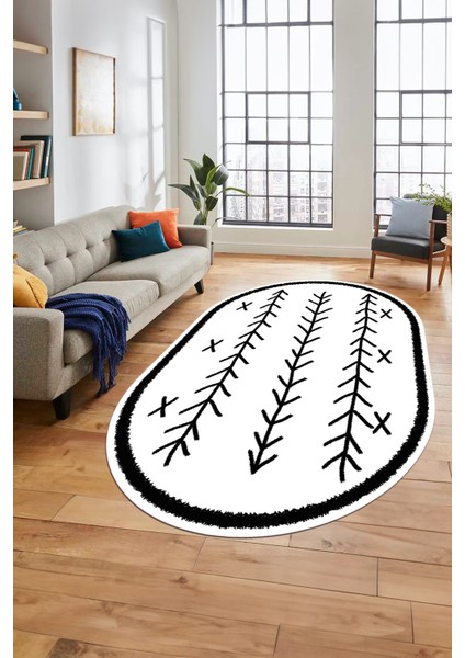 Dijital Kaymaz Yıkanabilir Iskandinav Desen Oval Mutfak Yolluk Salon Halısı, O-Iskandinav-07-Beyaz, fırsatları