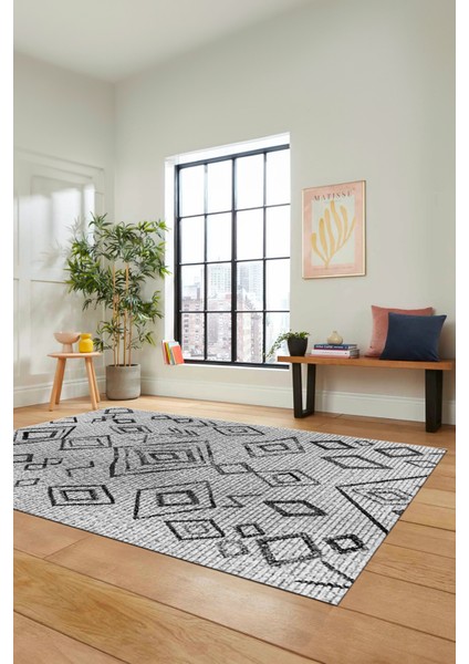 Dijital Kaymaz Yıkanabilir Iskandinav Desen Mutfak Yolluk Salon Halısı, Iskandinav-29-Gri, modelleri