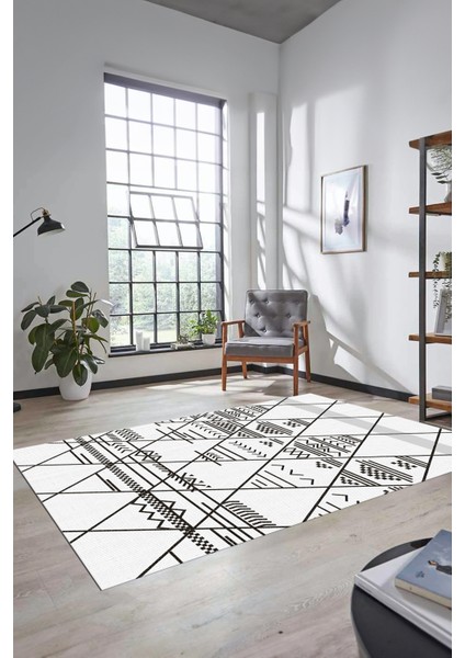 Iskandinav Desen Dijital Kaymaz Yıkanabilir Yolluk Koridor Salon Halısı, Iskandinav-20-Beyaz, modelleri