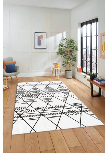 Iskandinav Desen Dijital Kaymaz Yıkanabilir Yolluk Koridor Salon Halısı, Iskandinav-20-Beyaz, fırsatları