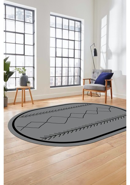 Modern Dijital Yıkanabilir Kaymaz Oval Salon Halısı Mutfak Halısı Yolluk, O-Iskandinav-01-Gri, fiyatları