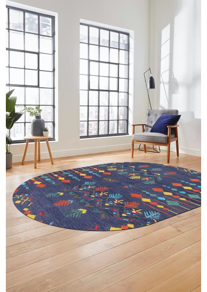 Iskandinav Desen Modern Kaymaz Yıkanabilir Oval Yolluk Mutfak Salon Halısı, O-Iskandinav-24-Renkli, indirimleri